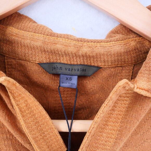 New John Varvatos Men's XS Zion Polo Sienna Brown Textured Organic Cotton - Picture 7 of 15